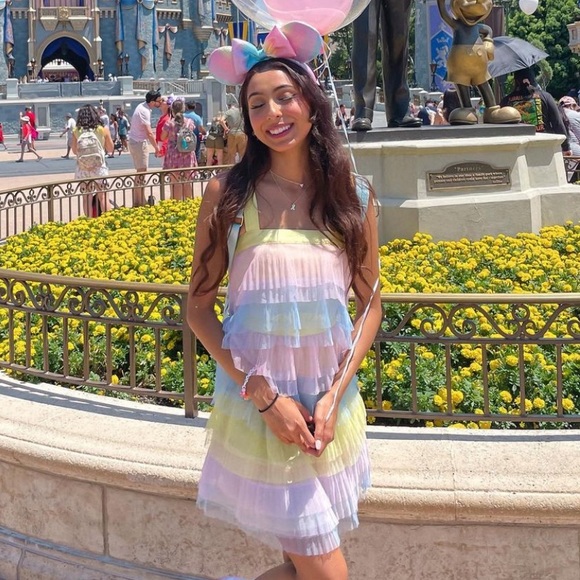 NWT Asos DEISGN Color Block Tulle Dress - Picture 2 of 5